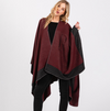 Two Tone Knitted Cape With Pull Through Closure