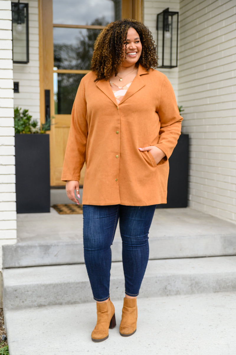 Shes On Point Collared Coat In Rust Womens