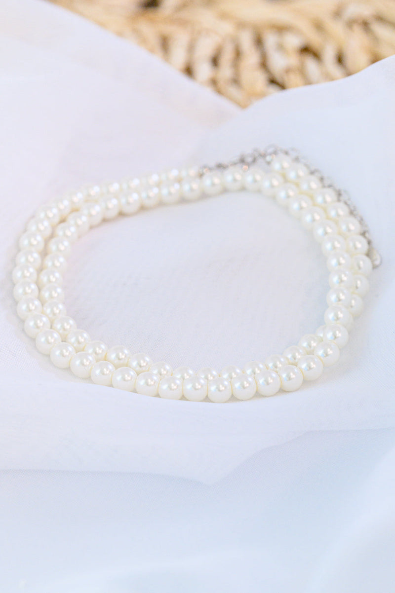 Shes So Audrey Sterling Silver & Faux Pearl Necklace Womens