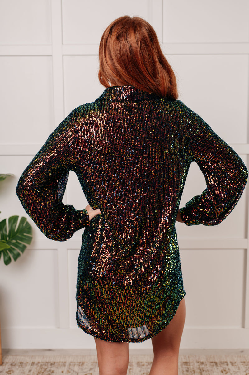 Shimmering Splendor Sequin Shirt Dress SidePony Boutique Shimmering Splendor Sequin Shirt Dress SidePony Boutique