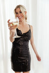 Shining In Sequins Dress Black Womens