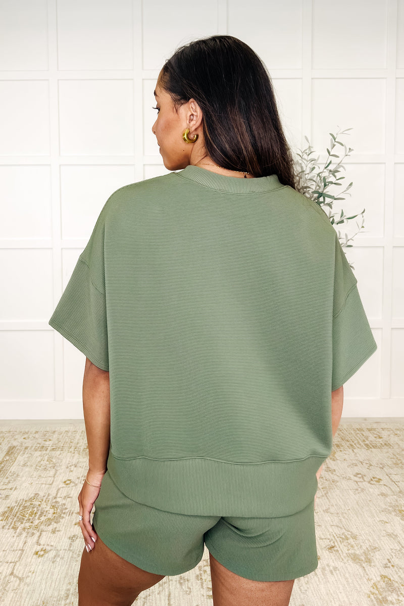 Slow Sunday Ribbed Knit Set in Light Olive**