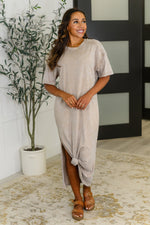 Soft But Savage Casual T-Shirt Dress in Beige