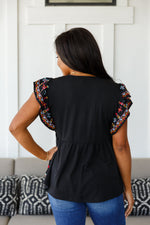 Sophia Embroidered Blouse In Black Womens