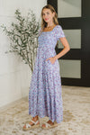PREORDER: Square Neck Dress in Purple Floral