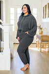 Stay Right Here Soft Knit Hoodie In Charcoal Womens