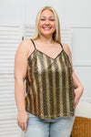 Stayin Alive V-Neck Sequin Tank In Gold Womens