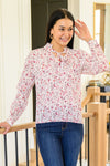 Stella Notched Neck Floral Long Sleeve Blouse Womens