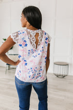 Still The One Lace Sleeve Floral Top Womens
