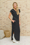 Striped Maxi Dress In Black Womens