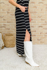 Striped Maxi Dress In Black Womens