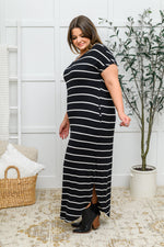 Striped Maxi Dress In Black Womens