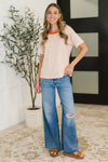 Sunbeam Shuffle Banded Round Neck Top in Orange