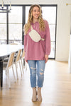 Sweet Crush Collar Pullover In Mauve Womens