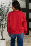 Sweet with a Side Eye Drop Shoulder Pullover in True Red**