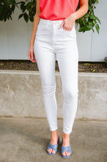 Talia High Waisted White Skinny Jeans Womens