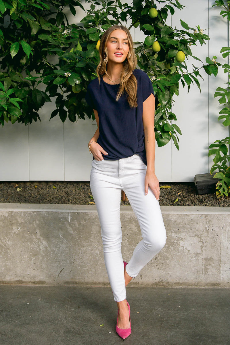 Talia High Waisted White Skinny Jeans Womens