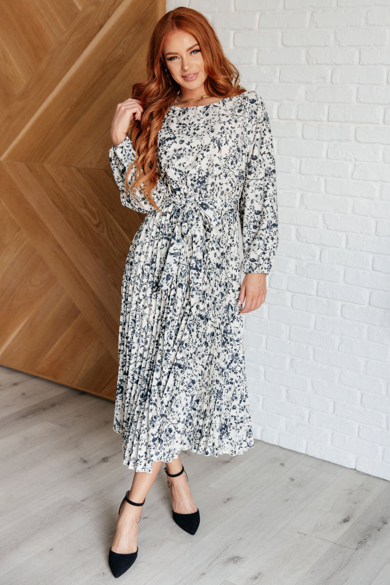 pleated tea dress Azazie Maritza