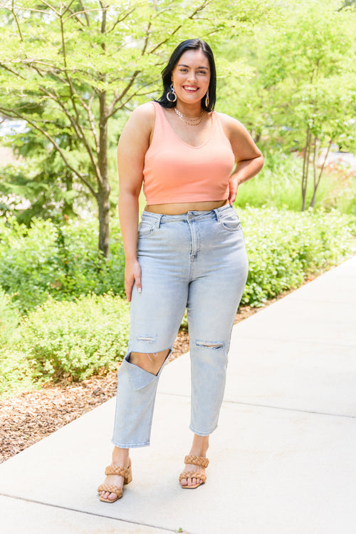 Tell Me More Crop Tank In Coral Womens