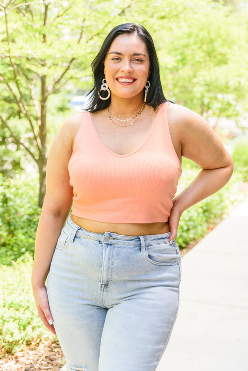 Tell Me More Crop Tank In Coral Womens