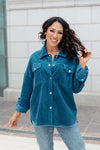 Tell Me After School Shacket In Teal Womens