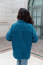 Tell Me After School Shacket In Teal Womens