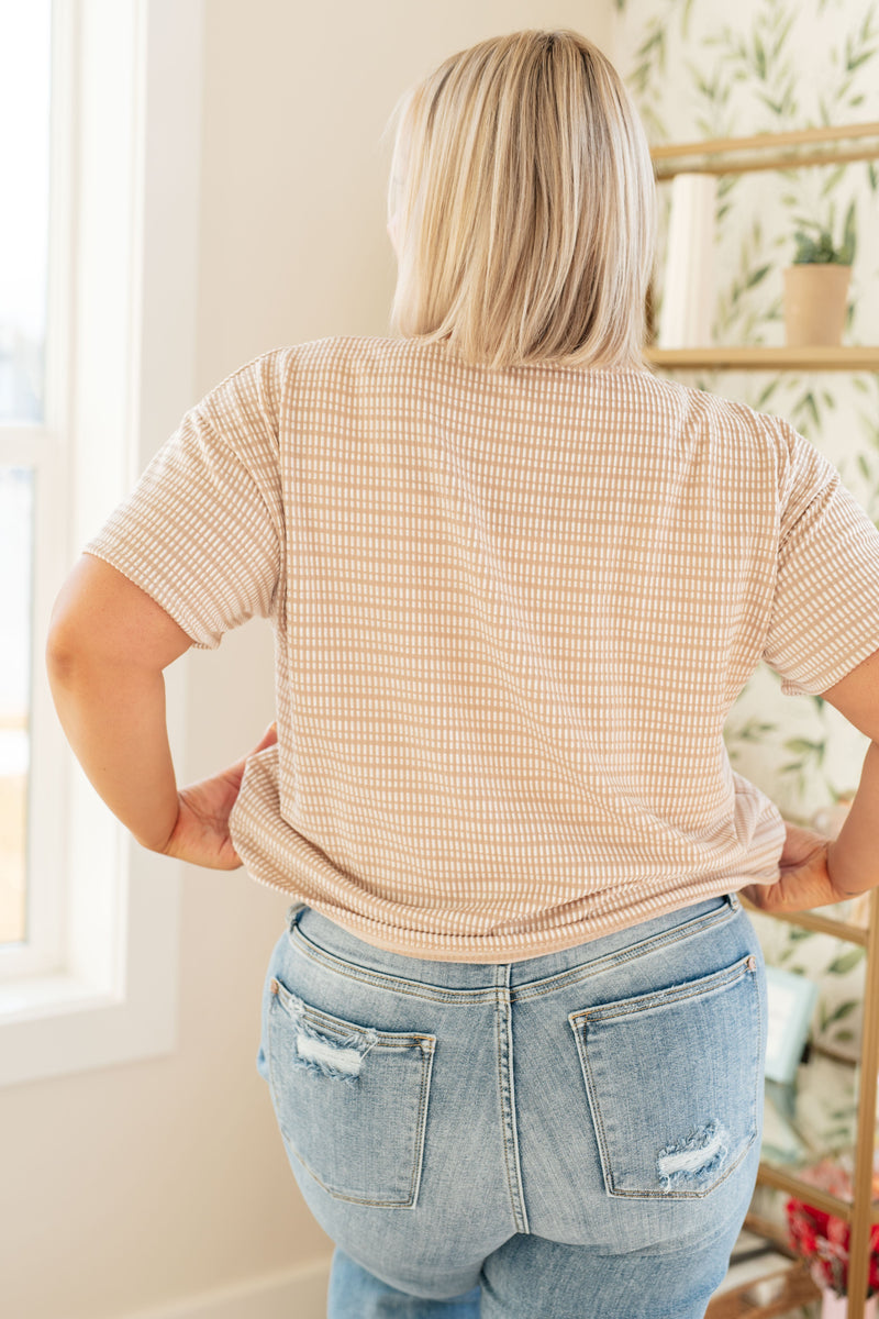 Textured Boxy Top in Taupe