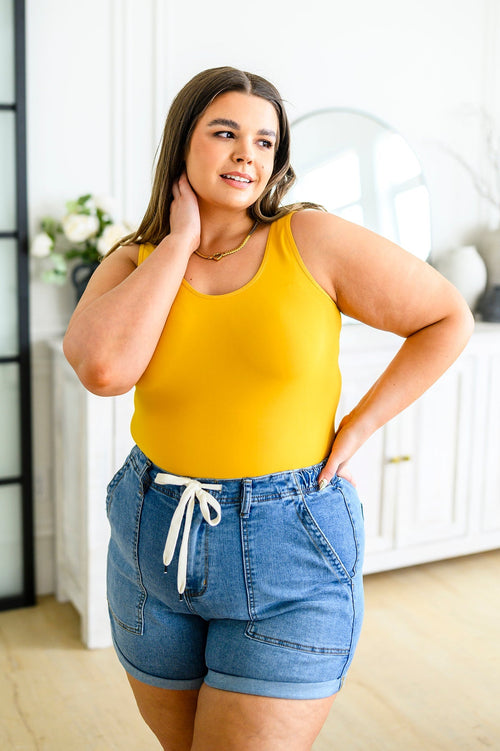 The Basics Reversible Longline Tank In Mustard Womens