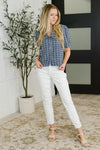 The Darling Detail Collared Blouse in Denim