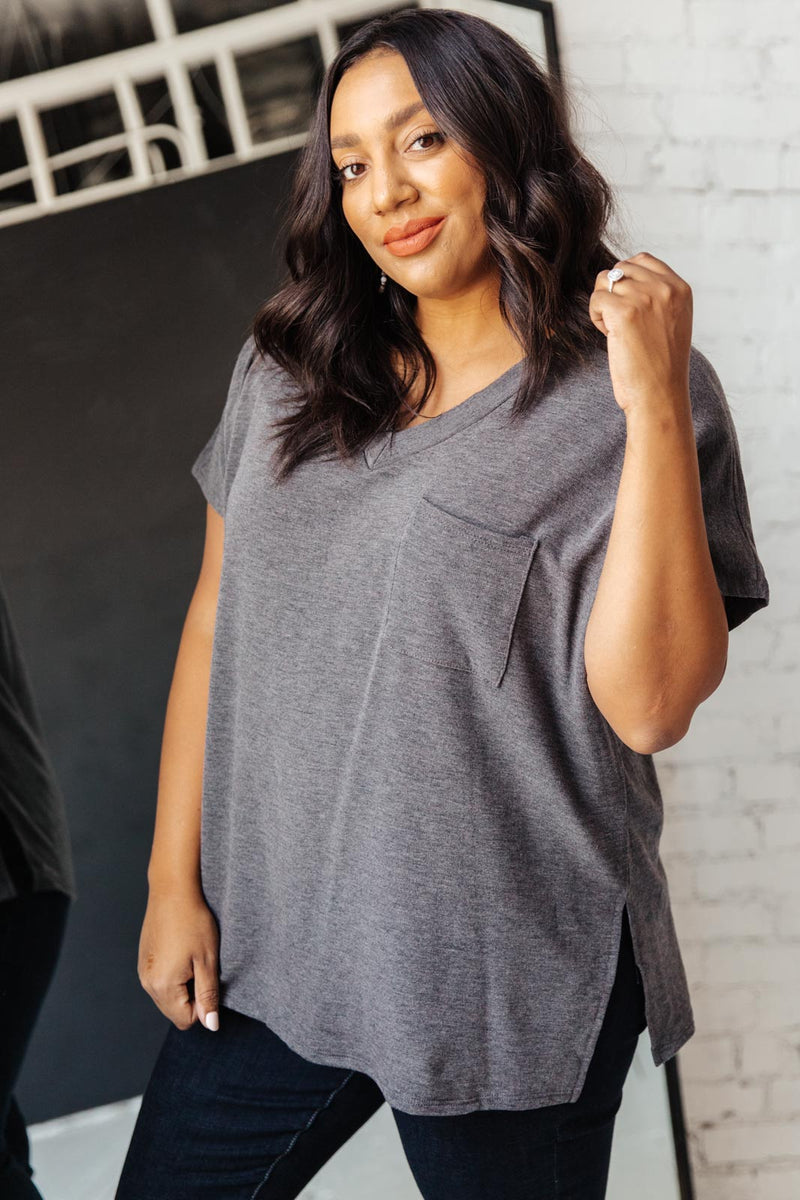 The Weekender Top In Charcoal Womens