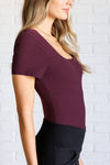 They're Not Like Us Square Neck Bodysuit in Cassis*