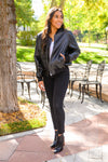 This Is It Faux Leather Bomber Jacket In Black Womens