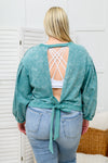 Tied Up In Cuteness Mineral Wash Sweater In Teal Womens
