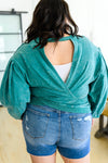 Tied Up In Cuteness Mineral Wash Sweater In Teal Womens