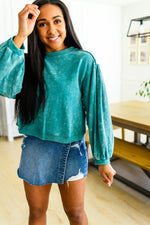 Tied Up In Cuteness Mineral Wash Sweater In Teal Womens