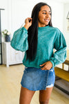 Tied Up In Cuteness Mineral Wash Sweater In Teal Womens