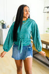 Tied Up In Cuteness Mineral Wash Sweater In Teal Womens