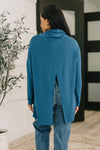 Travel Destination Cowl Neck Pullover in Dark Teal*