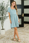 Twirlin’ Dirty Cable Ribbed Knit Dress in Sage Green