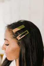 Two Tone Hair Clip Set In Green Womens