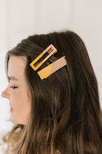 Two Tone Hair Clip Set In Yellow Womens