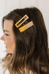 Two Tone Hair Clip Set In Yellow Womens