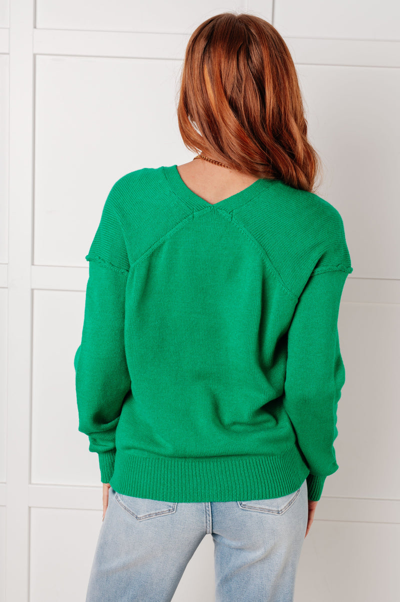 Very Understandable V-Neck Sweater in Green