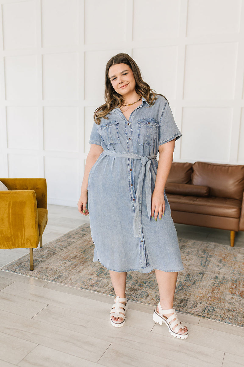 Wait For It Denim Shirtdress Womens