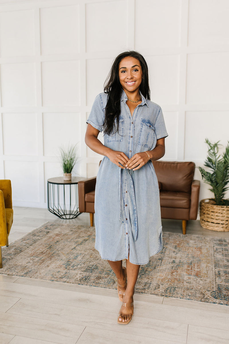 Wait For It Denim Shirtdress Womens