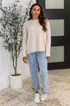 Wander & Rest Cable Ribbed Knit Drop Shoulder Top in Sand Beige
