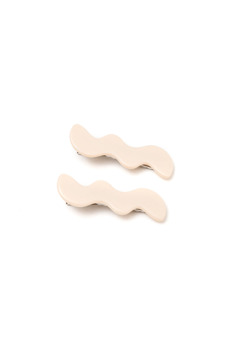 Wavy Clip Set In Cream Womens