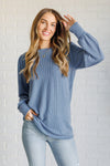 When the Sun Goes Down Mineral Wash Ribbed Knit Top in Vintage Denim*