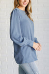 When the Sun Goes Down Mineral Wash Ribbed Knit Top in Vintage Denim*