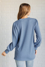 When the Sun Goes Down Mineral Wash Ribbed Knit Top in Vintage Denim*